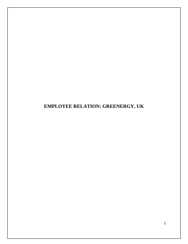Report on Employee Relation : Greenergy UK_1