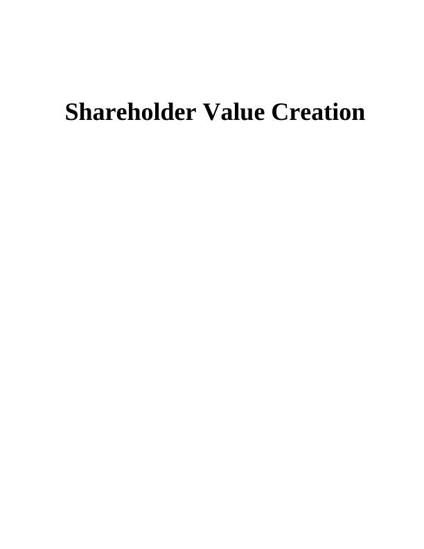 Shareholder Value Creation Essay_1