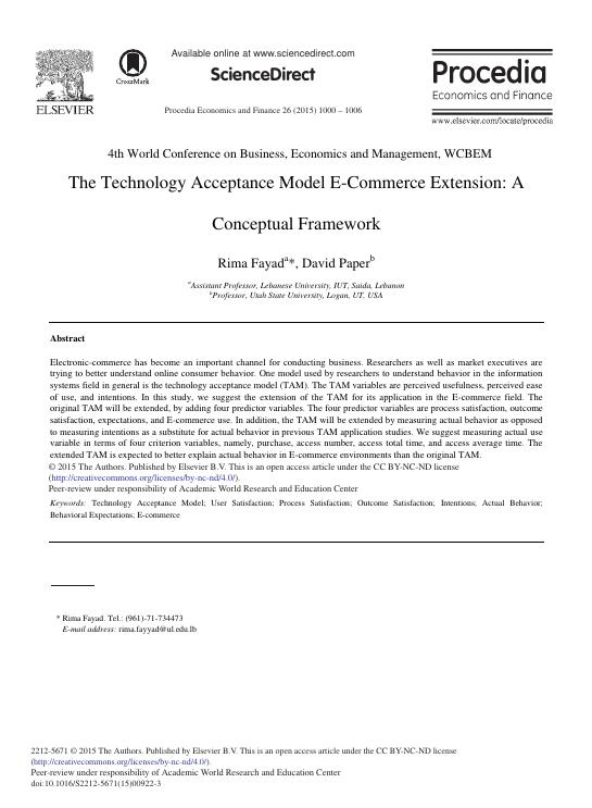 The Technology Acceptance Model E-Commerce Extension: A Conceptual Framework_1