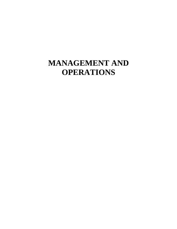 Operations Management Assignment- Marks & Spencer_1