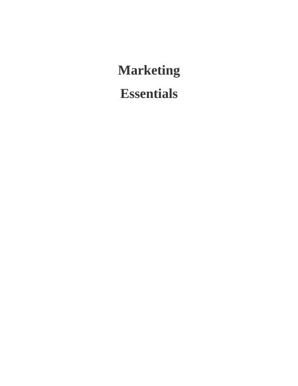 Marketing Essentials - TUI Group  Assignment Sample_1