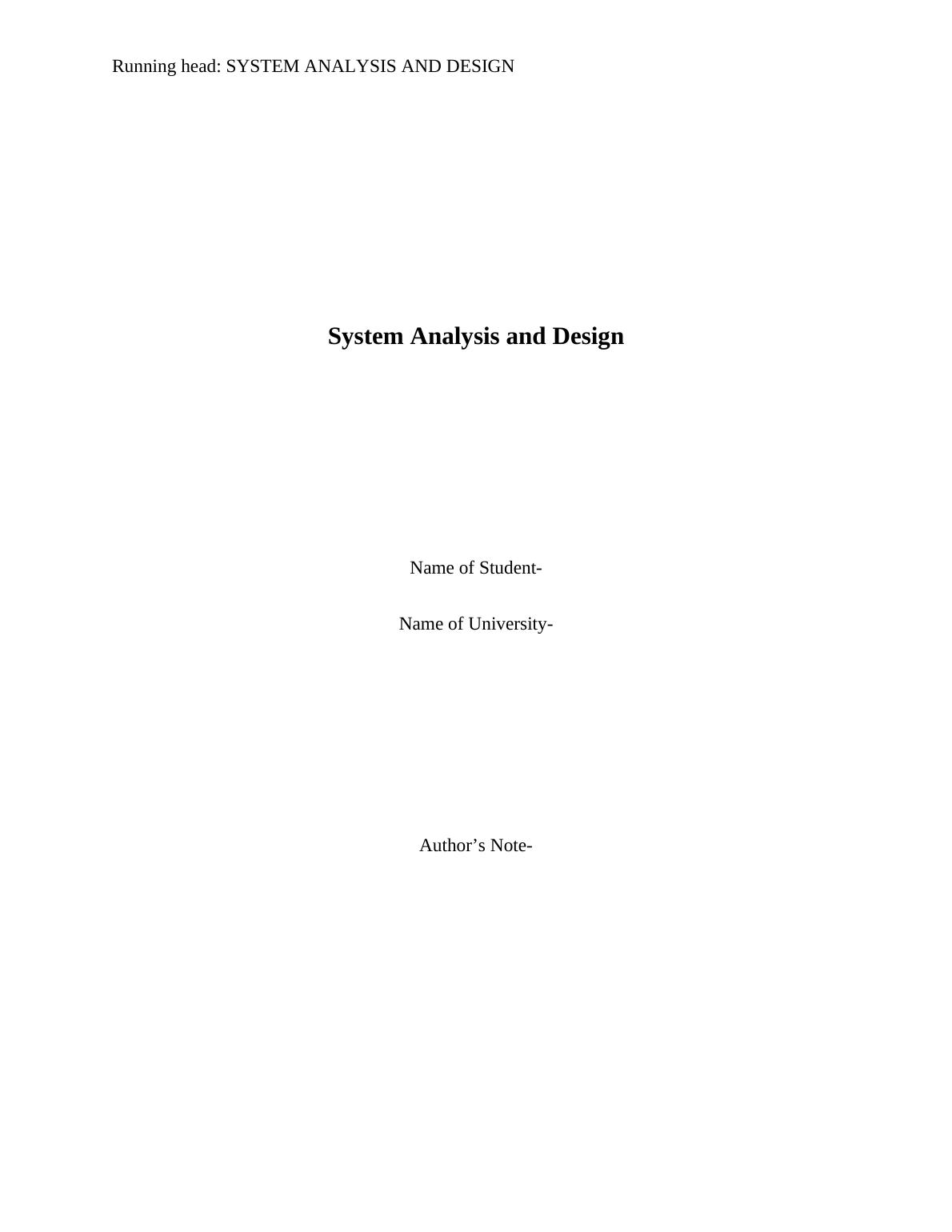 unit 22 systems analysis and design assignment 1