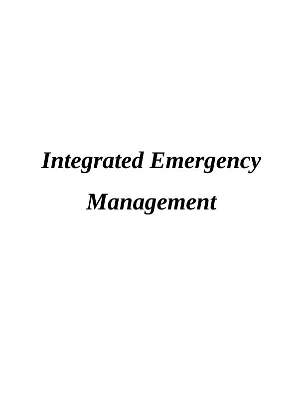 Integrated Emergency Management : Assignment_1