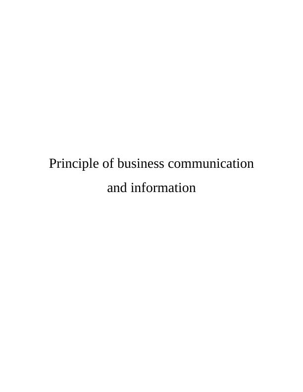 Principle of Business Communication | Report_1