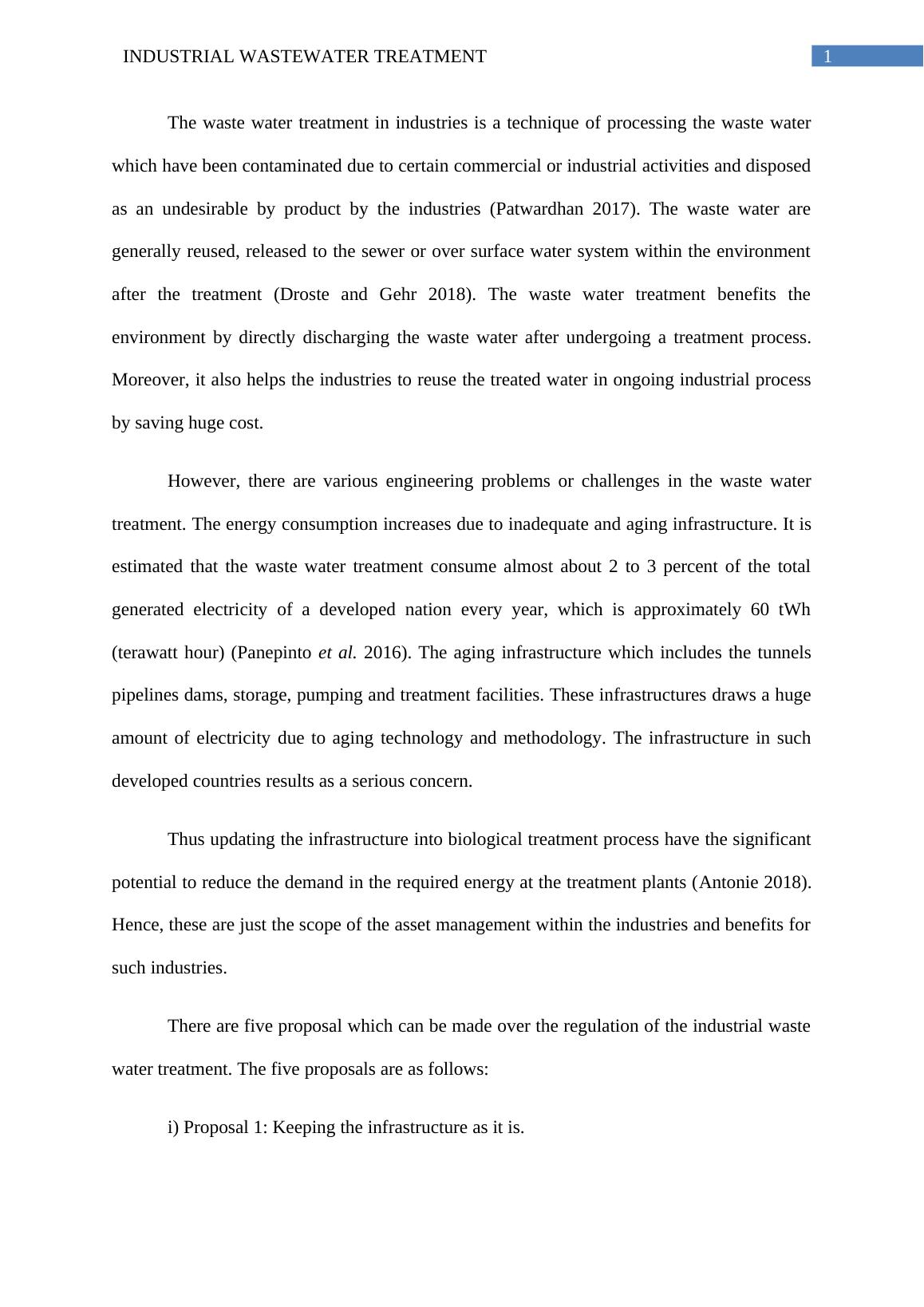 research proposal wastewater treatment