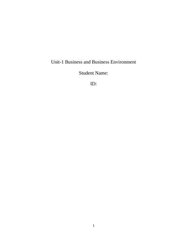 Unit-1 Business and Business Environment Assignment_1