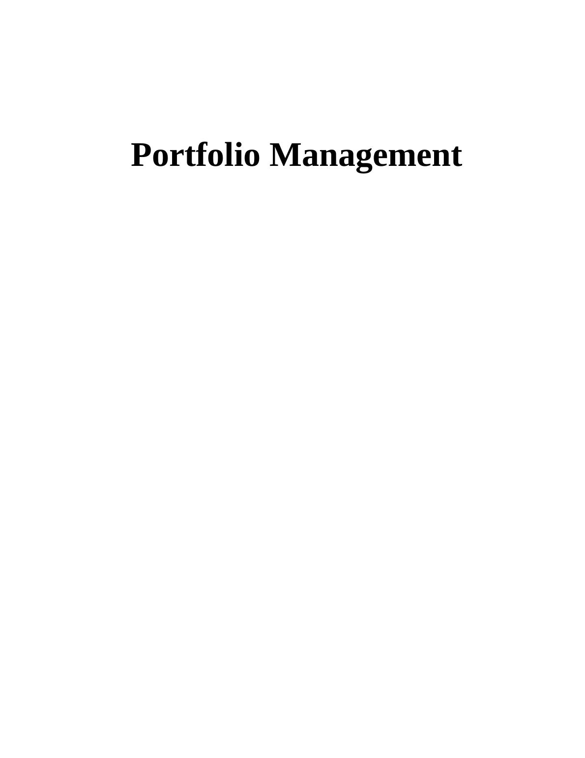 Report on Importance of Portfolio Management_1