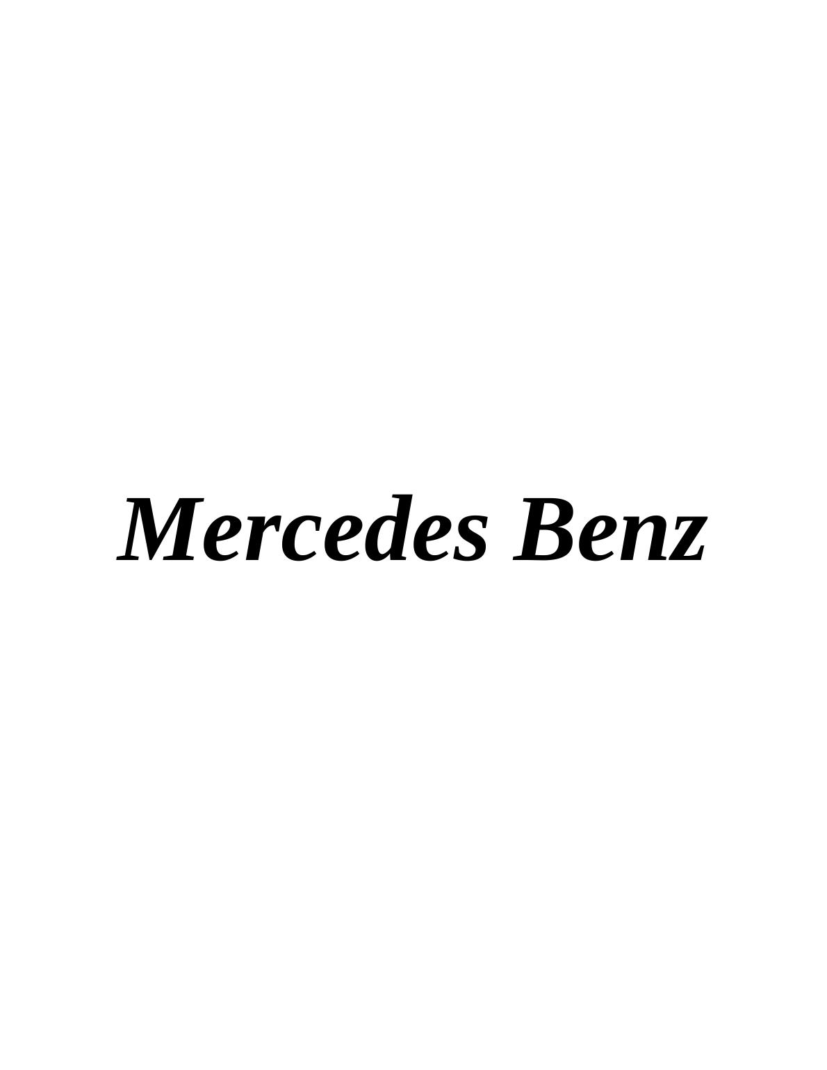 Competitors and Challenges of Mercedes Benz : Report