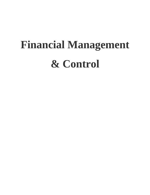 Financial Management & Control Assignment_1
