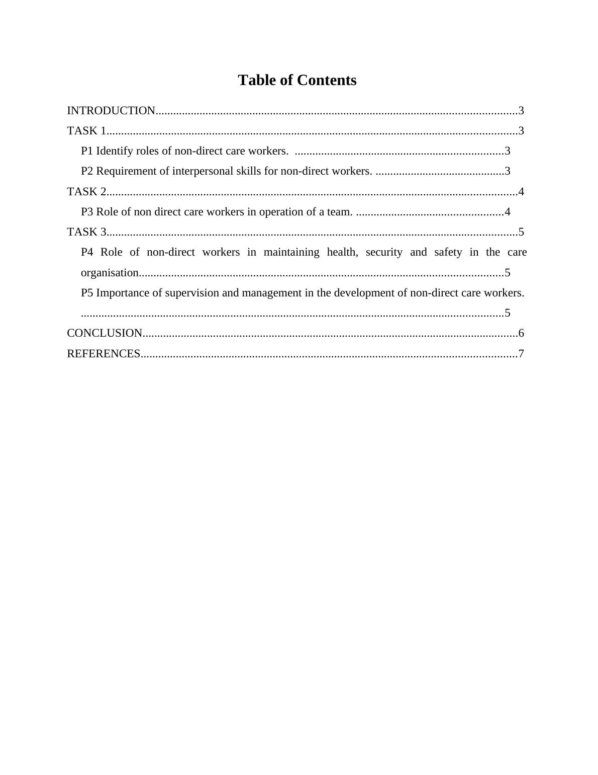 Assignment on Roles and Responsibilities of Nondirect Care Workers