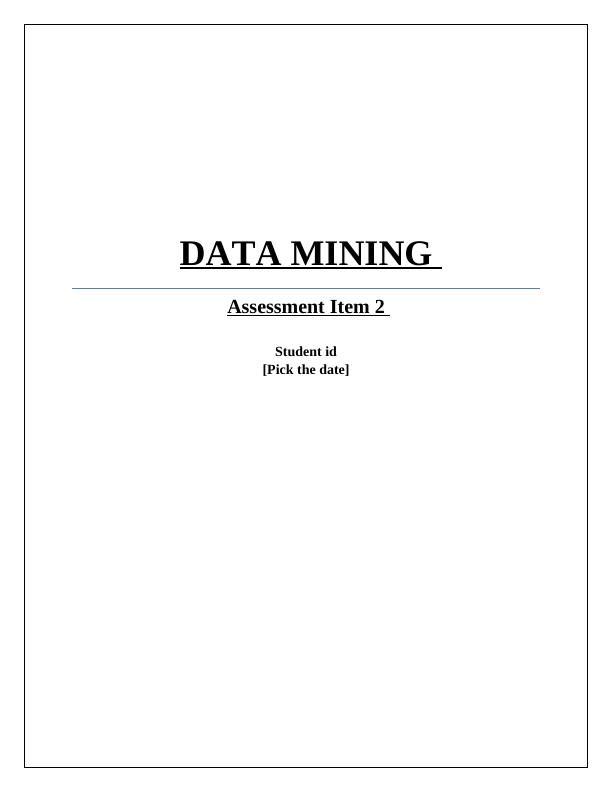 COMP3340 - Data Mining Assessment_1