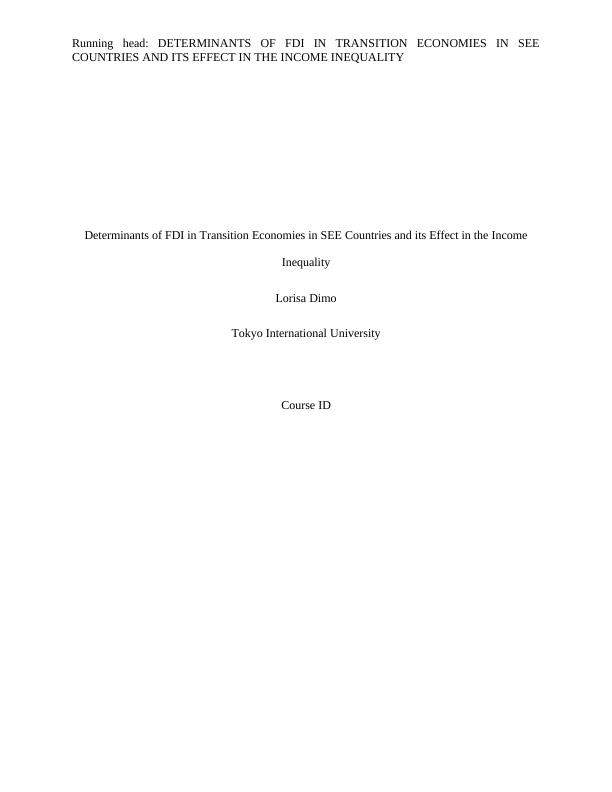 DETERMINANTS OF FDI IN TRANSITION ECONOMIES IN SEE COUNTRIES AND_1