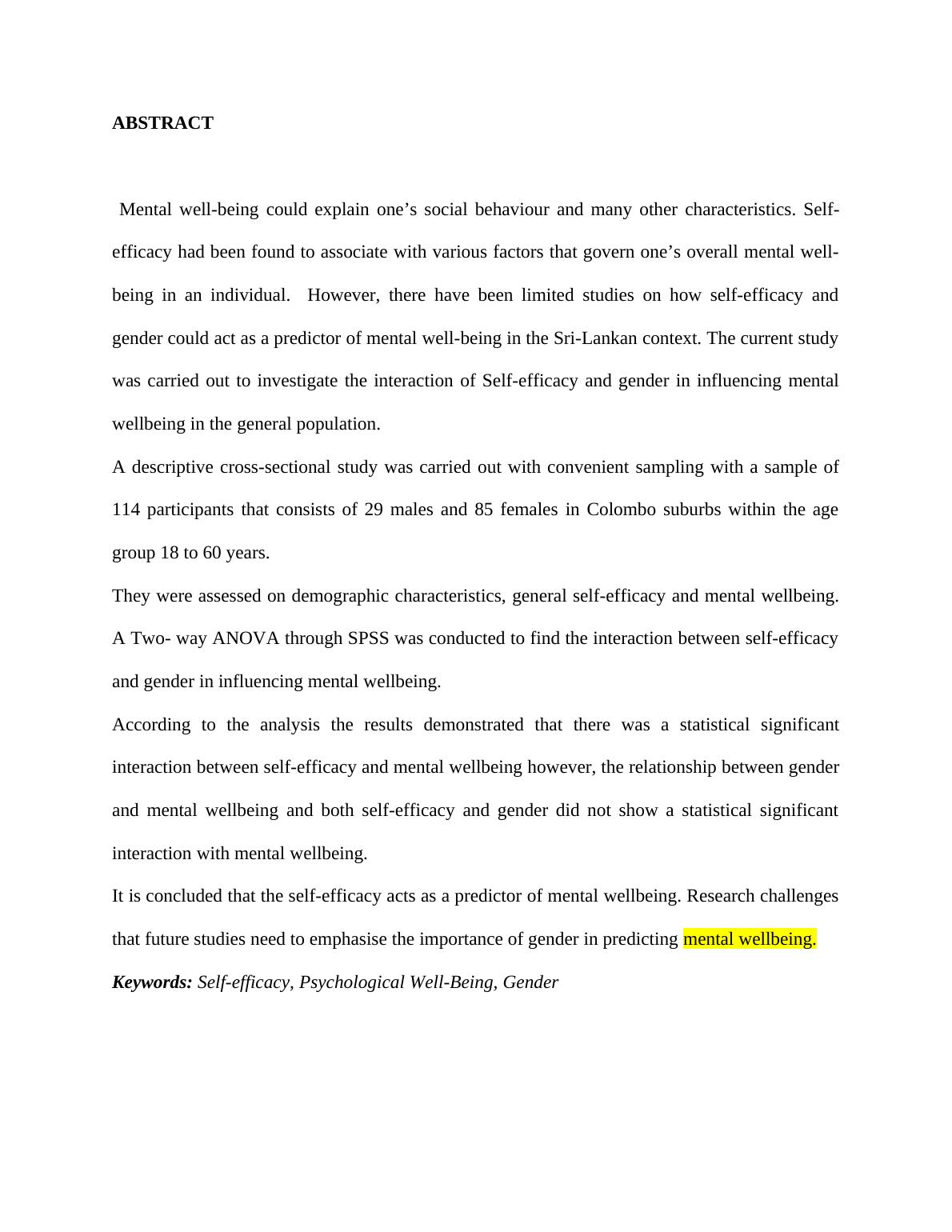 Report on Self-Efficacy and Gender in Influencing Mental Well-Being_2