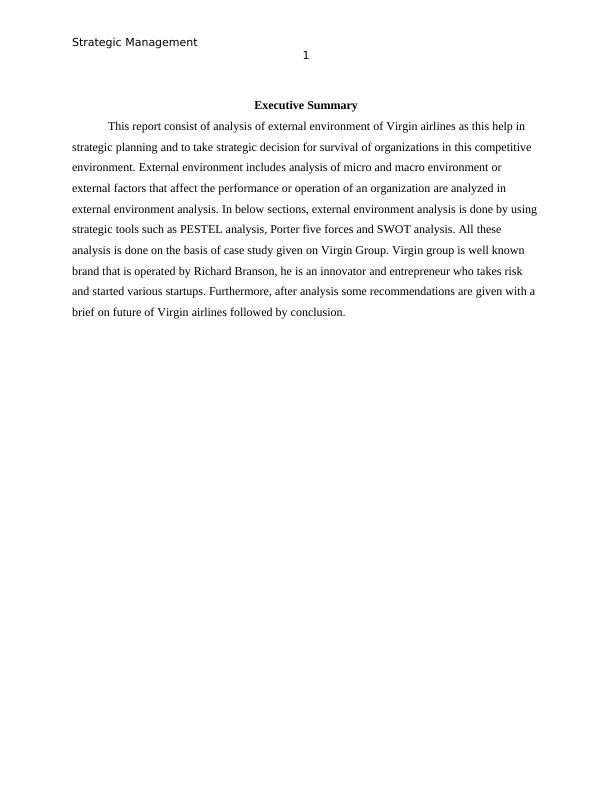External Environment of Virgin Airlines Report 2022_2