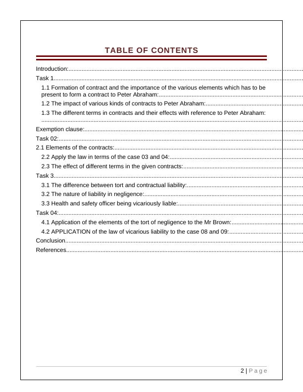 Report on Elements of Agreement -  Peter Abraham Assignment_2