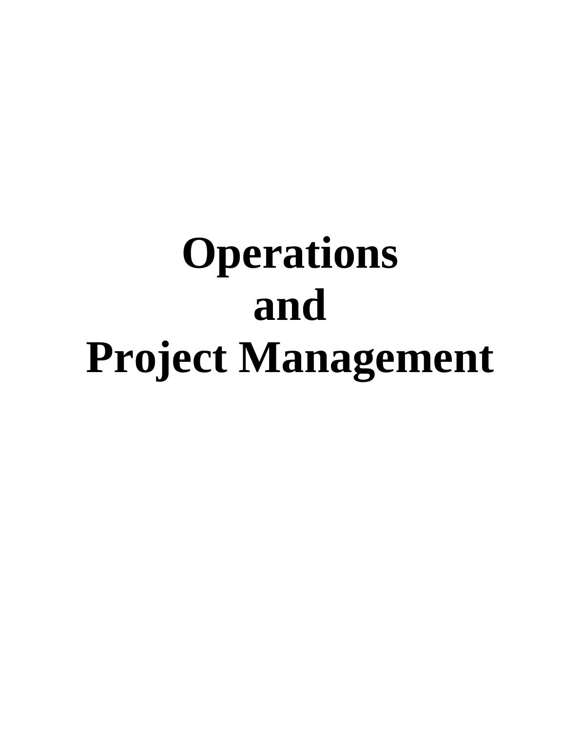 Operations and Project Management INTRODUCTION_1