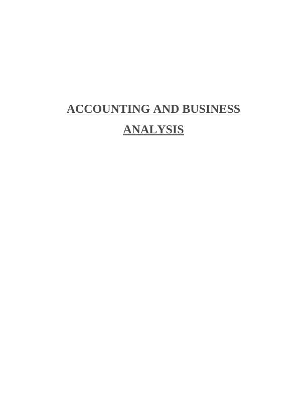 Accounting and Business Analysis | Assignment_1