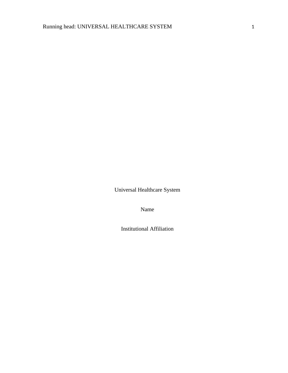 essay on universal healthcare system