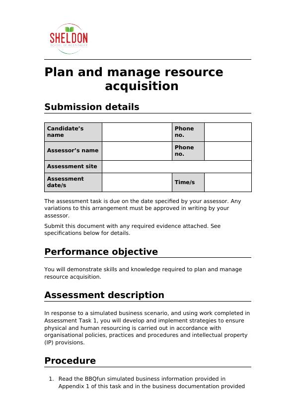 Plan and manage resource acquisition_1