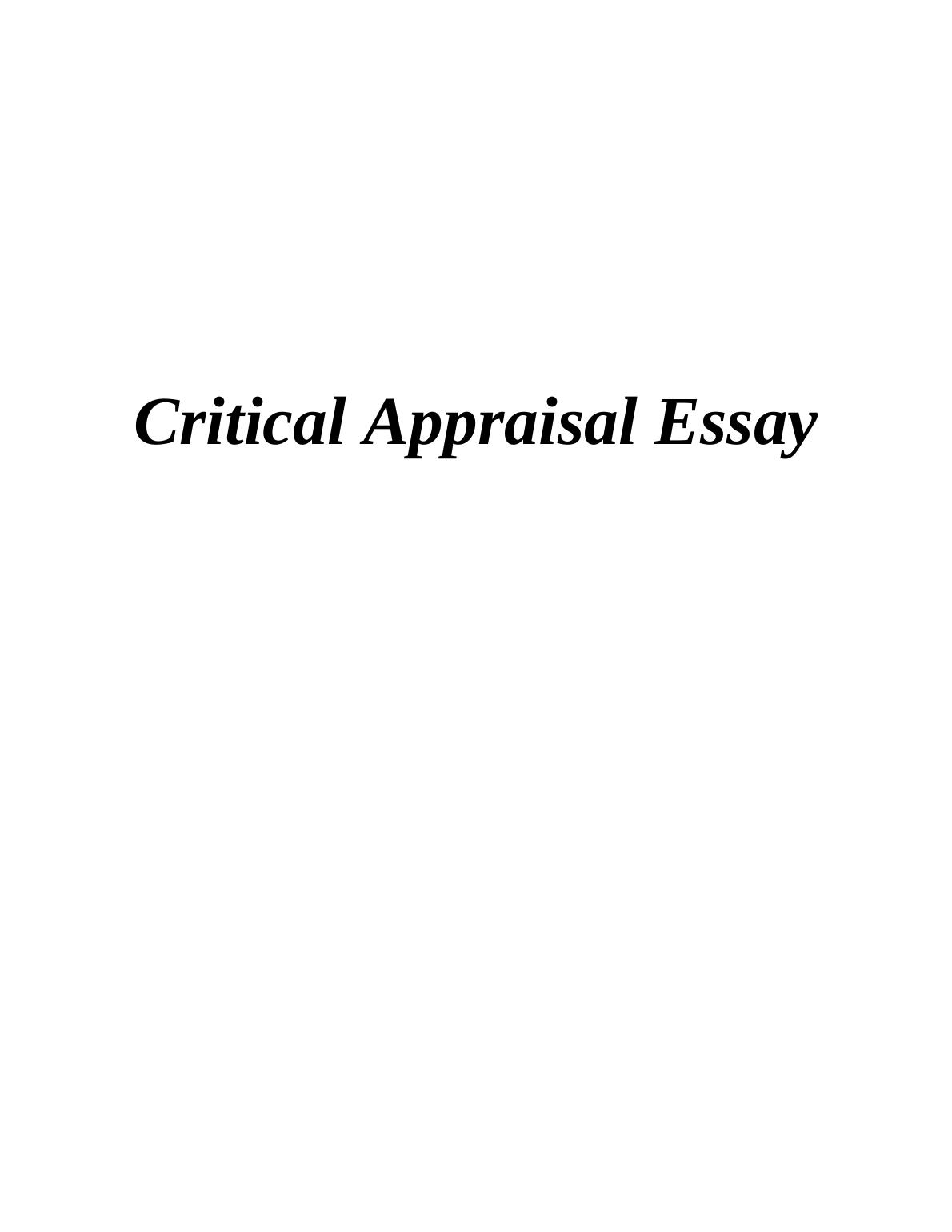 critical appraisal essay