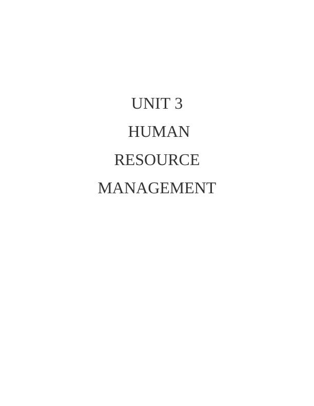 Unit : 3 Human Resource Management Assignment_1