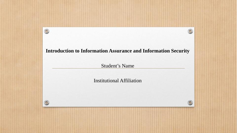 Introductionto Information Assurance and Information Security Assignment 2022_1
