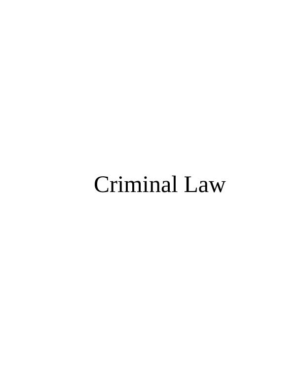Introduction to Criminal Law - Assignment_1