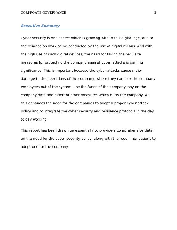 Report On Cybersecurity Policy | ACC03043 Corporate Governance_2