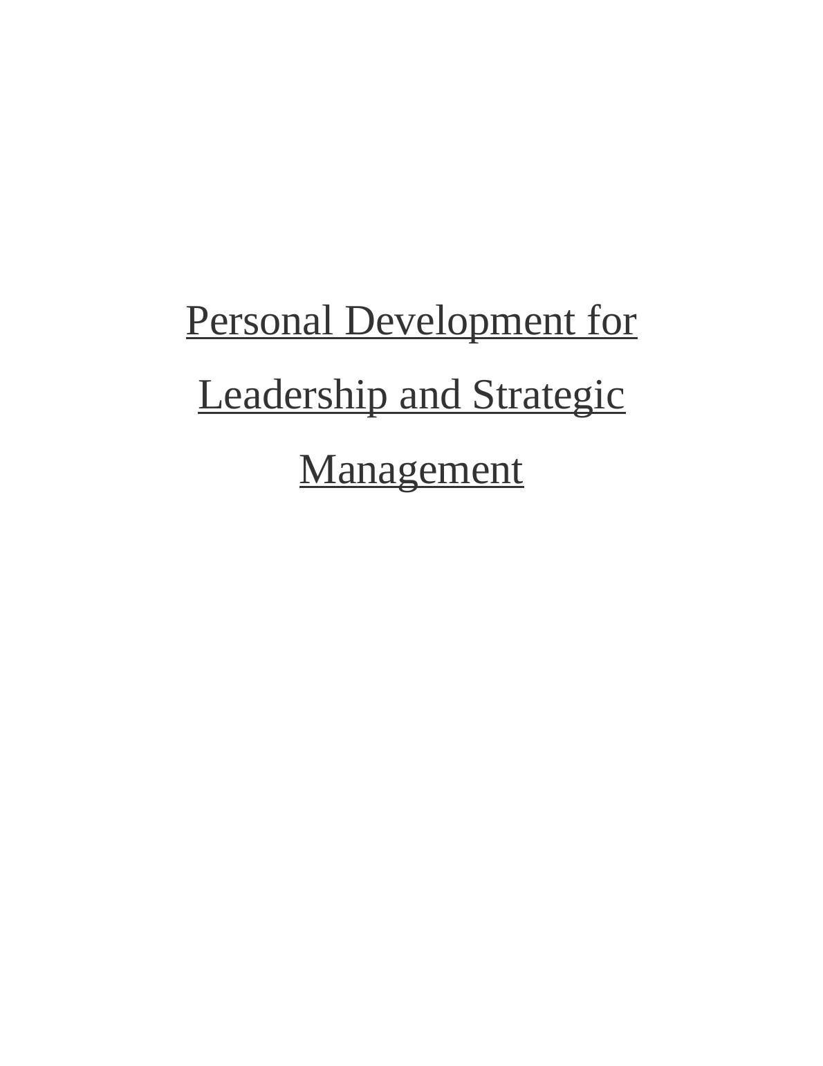 personal development for leadership and strategic management assignment