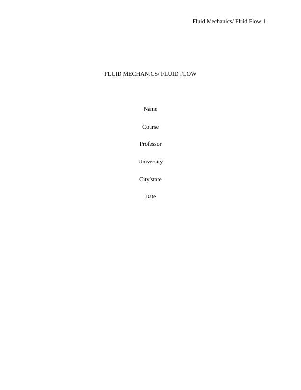 Fluid Mechanics/ Fluid Flow 13_1