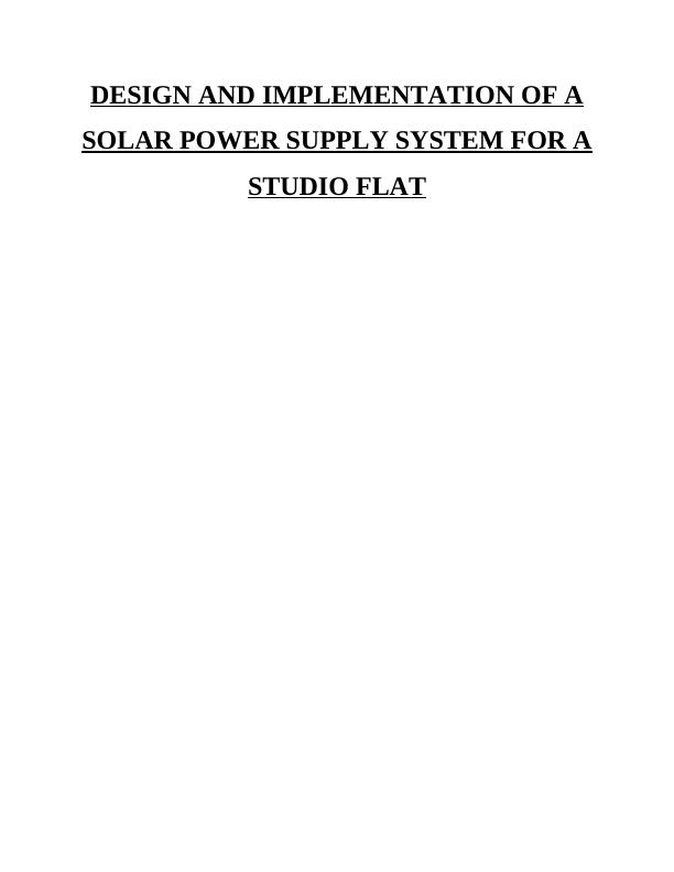 Design and Implementation of a Solar Power Supply System_1