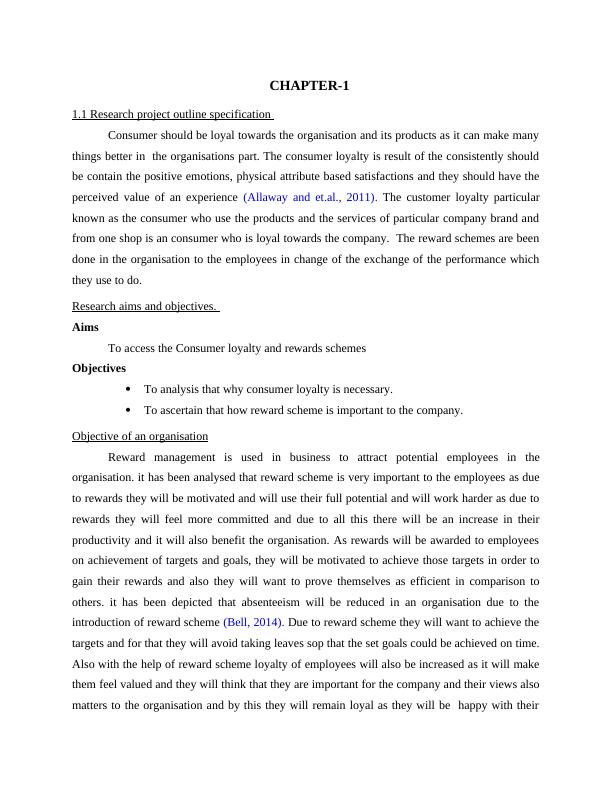 Research Project CHAPTER-1 3 Research aims and objectives of an organisation_3
