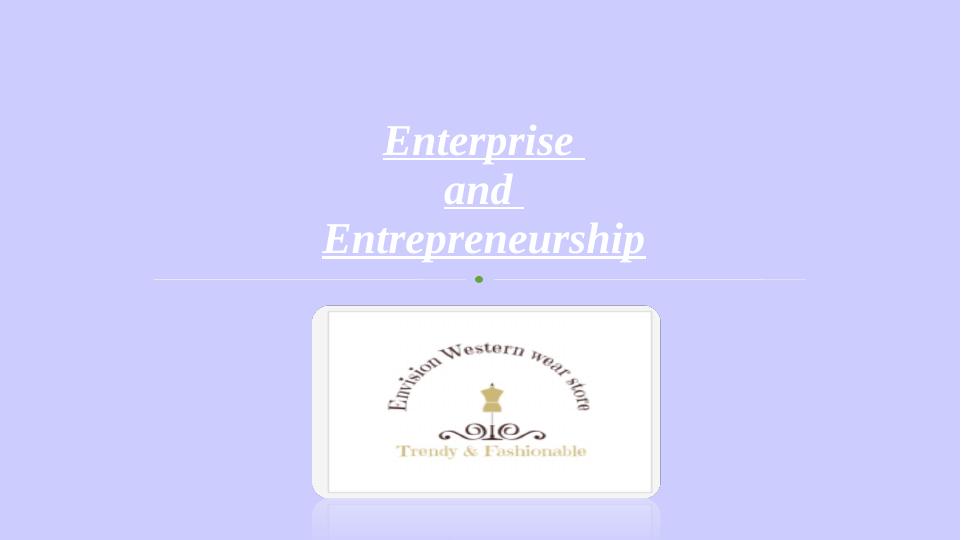 Entrepreneurship and Business Plan for Envision Western Wear Store_1