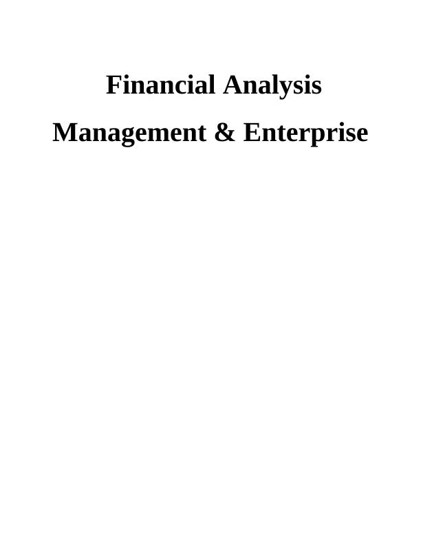 Financial Analysis Management & Enterprise Essay_1