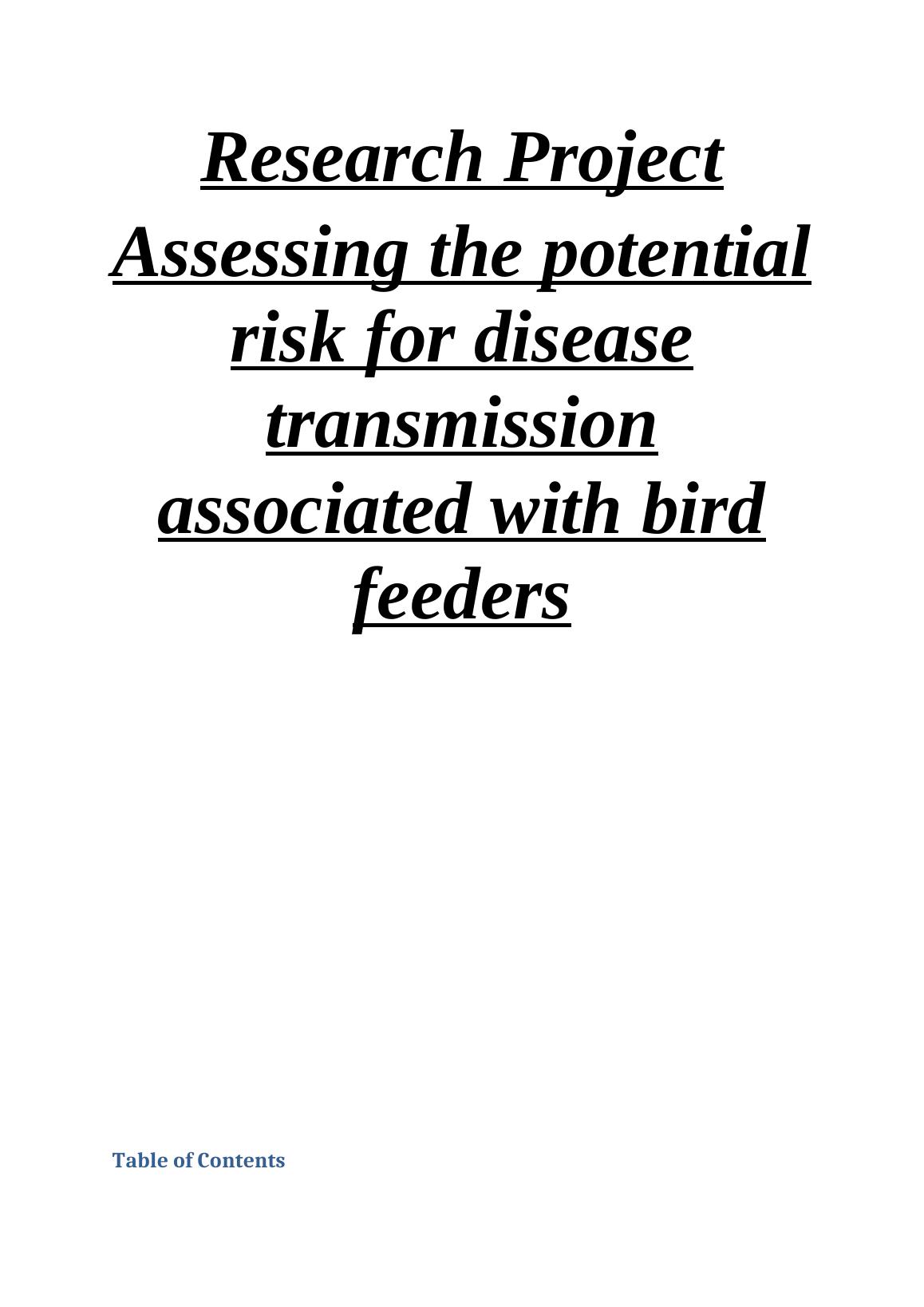 Assessing the Potential Risk for Disease Transmission Associated with