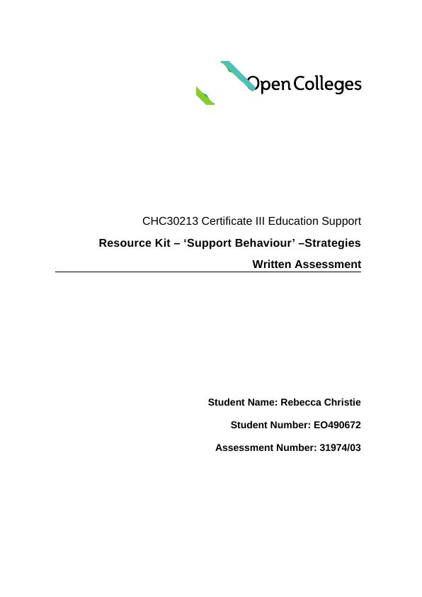 CHC30213 Certificate III Education Support_1