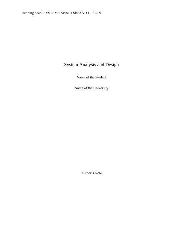 Report on System Analysis & Design_1