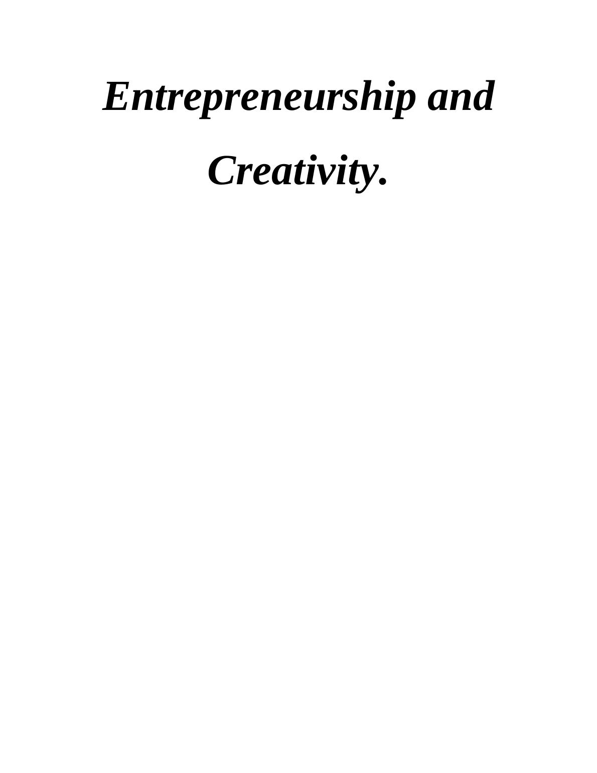 essay about creativity in entrepreneurship