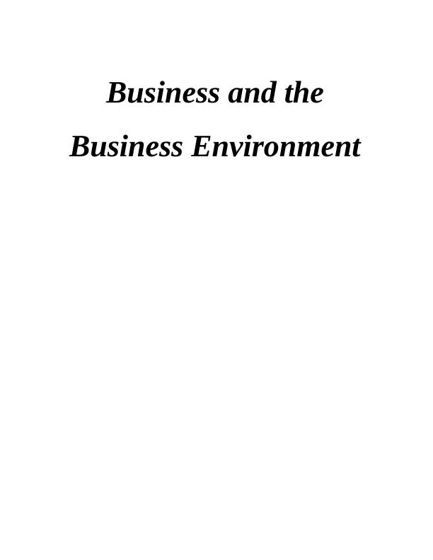 unit 1 business and the business environment assignment sample