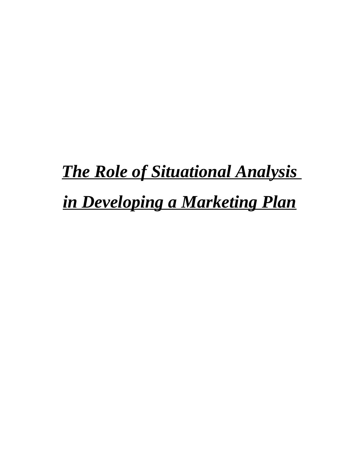 (PDF) Situation Analysis And Strategic Planning