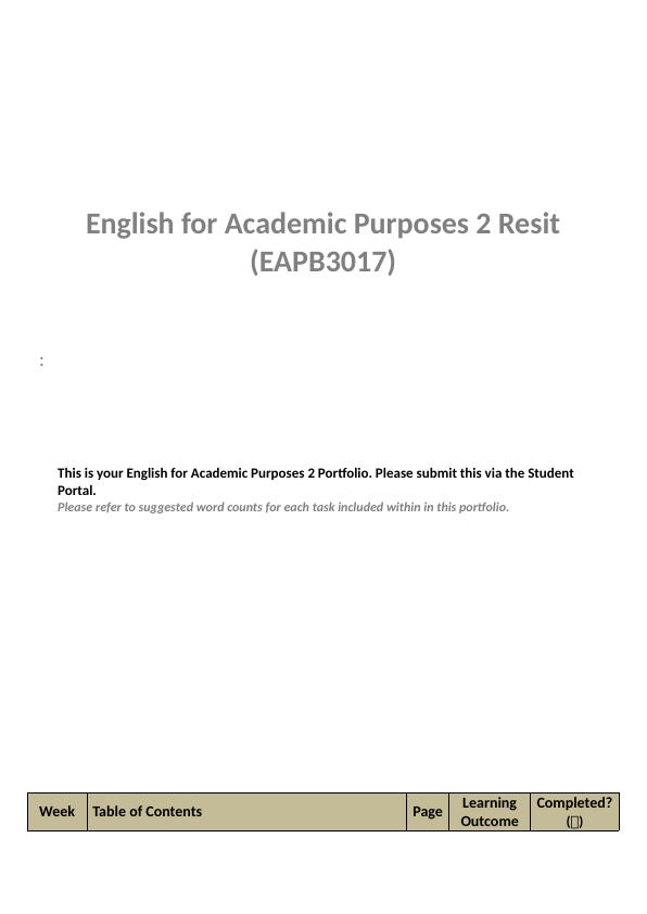 English for Academic Purposes EAPB3017 Assignment_1