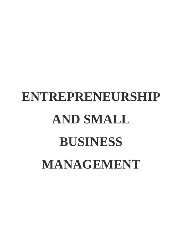 (DOC) Entrepreneurship & Small Business Management : Assignment_1