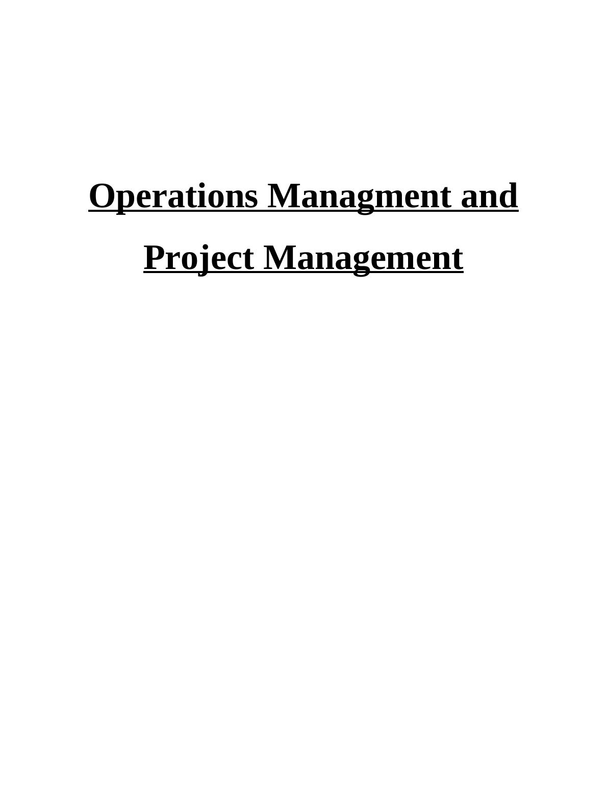 Operations Management and Project Management_1