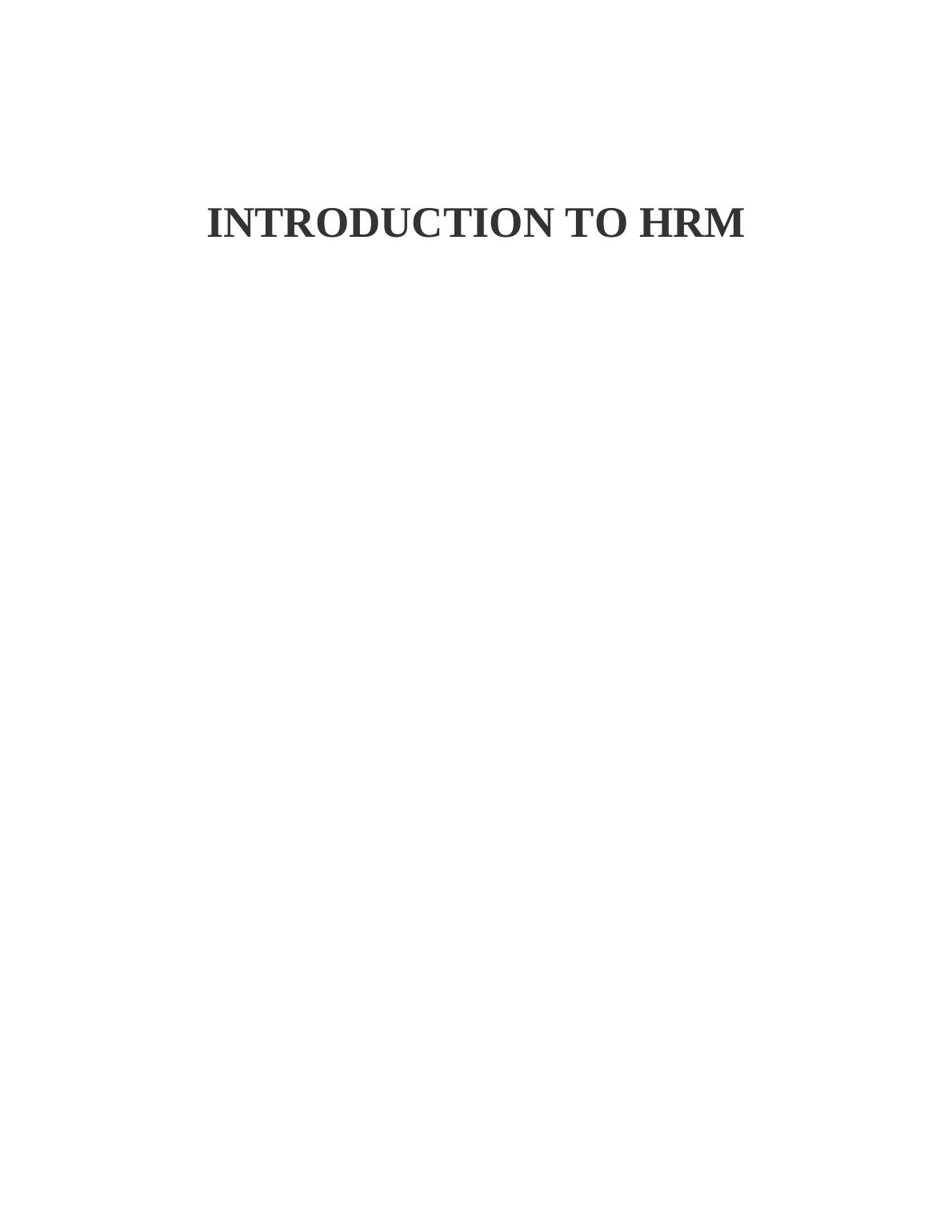 introduction to hrm assignment