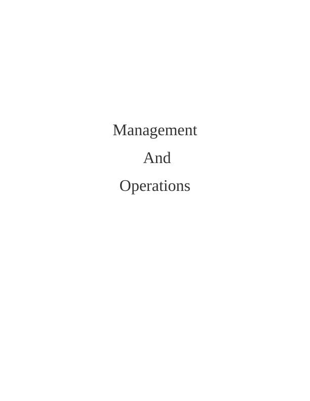 Operations Management Report - Marks and Spencer_1