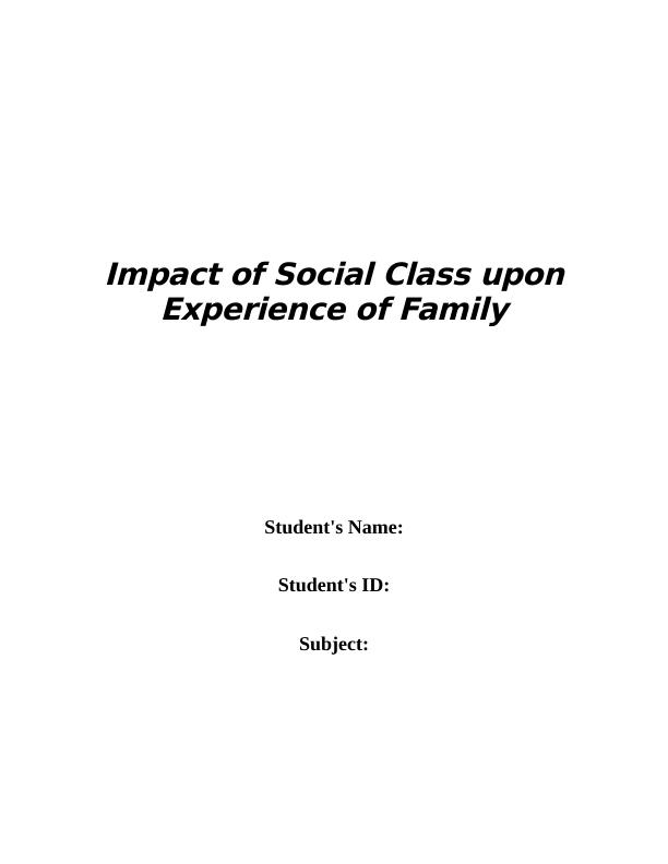 Impact of Social Class upon Experience of Family_1