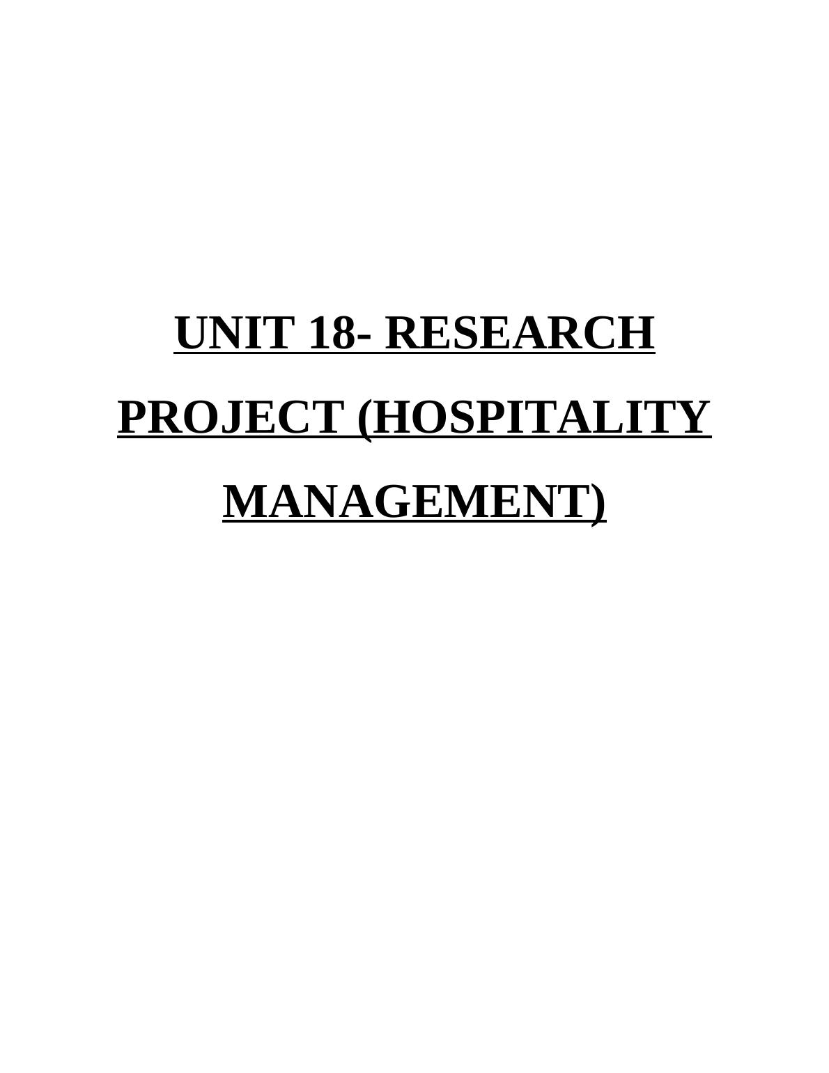 research projects in hospitality management