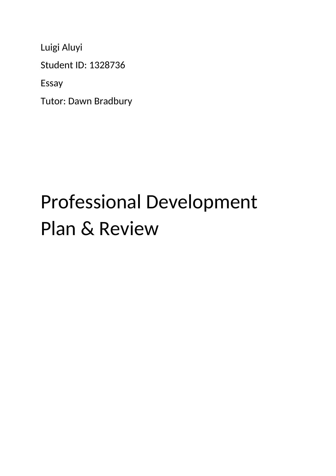 Professional Development Plan and Review