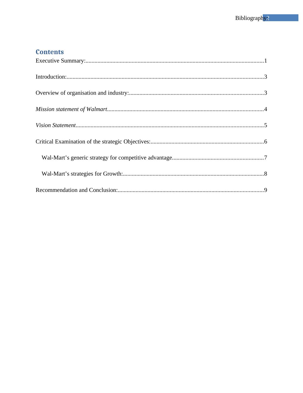 Strategic Objectives of Walmart Assignment Report