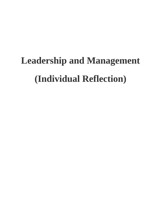 (PDF) Leadership and Management Assignment Sample_1